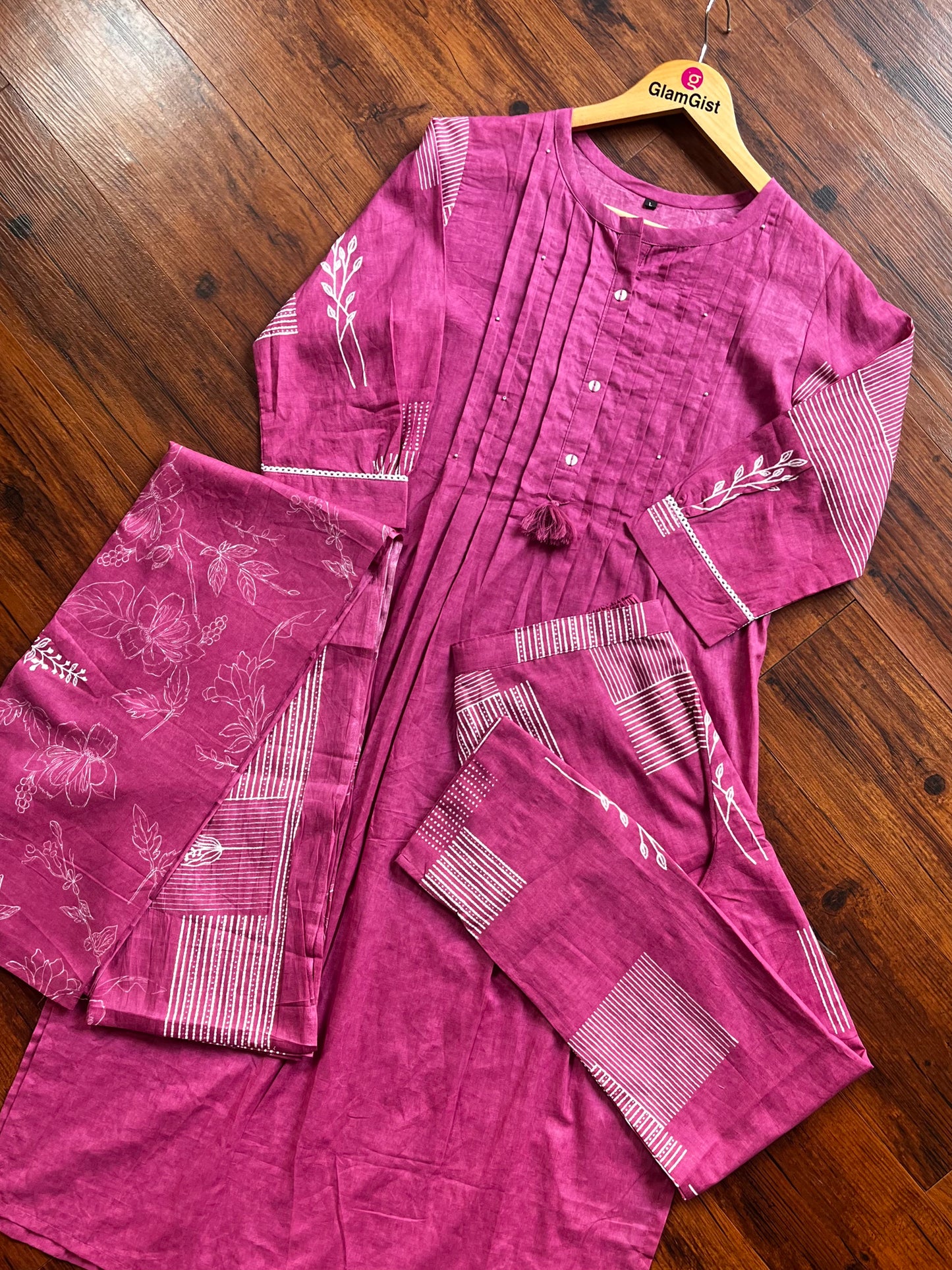 Pink cotton Kurti set