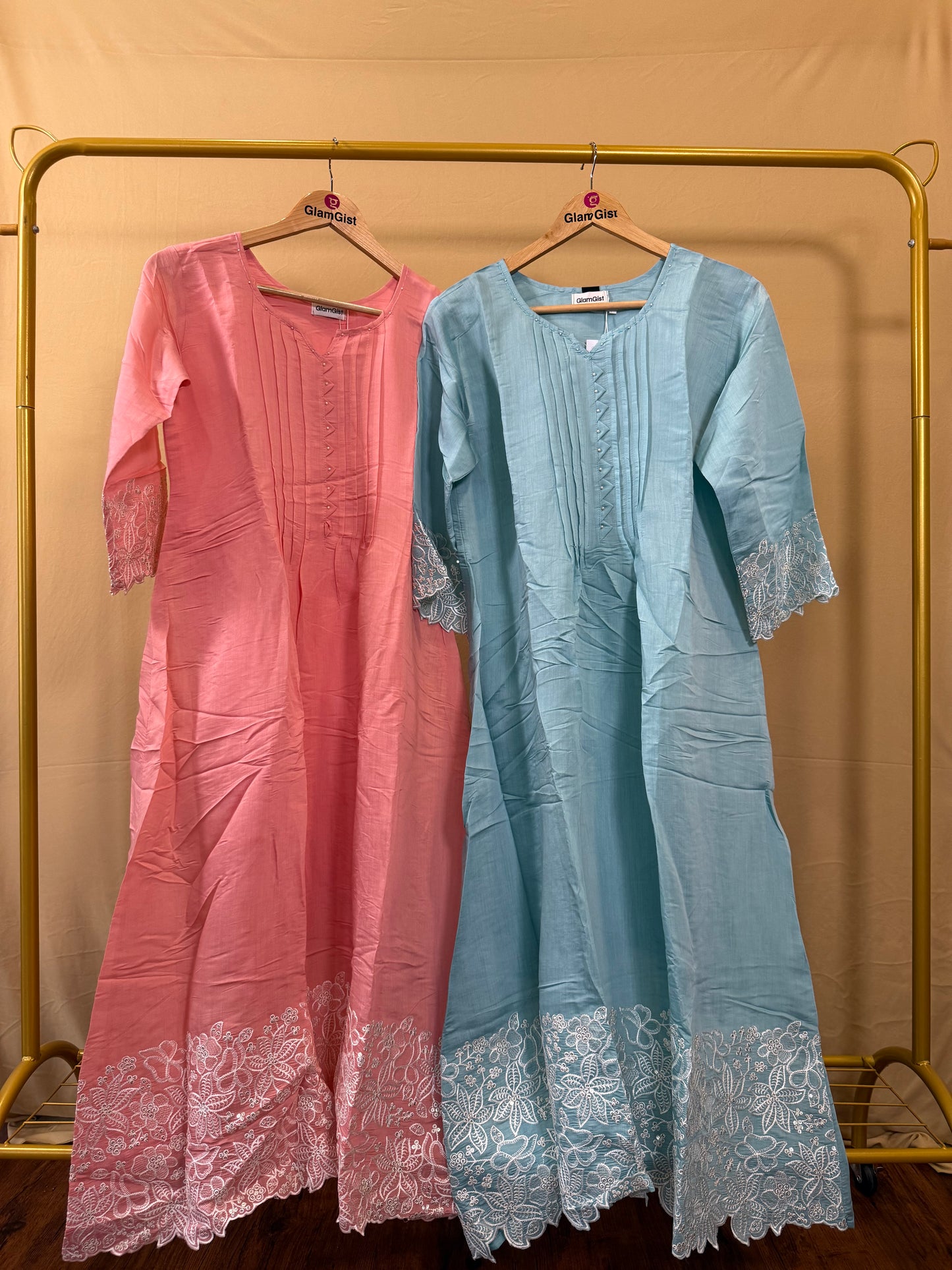 Blush pink Mul Chanderi set