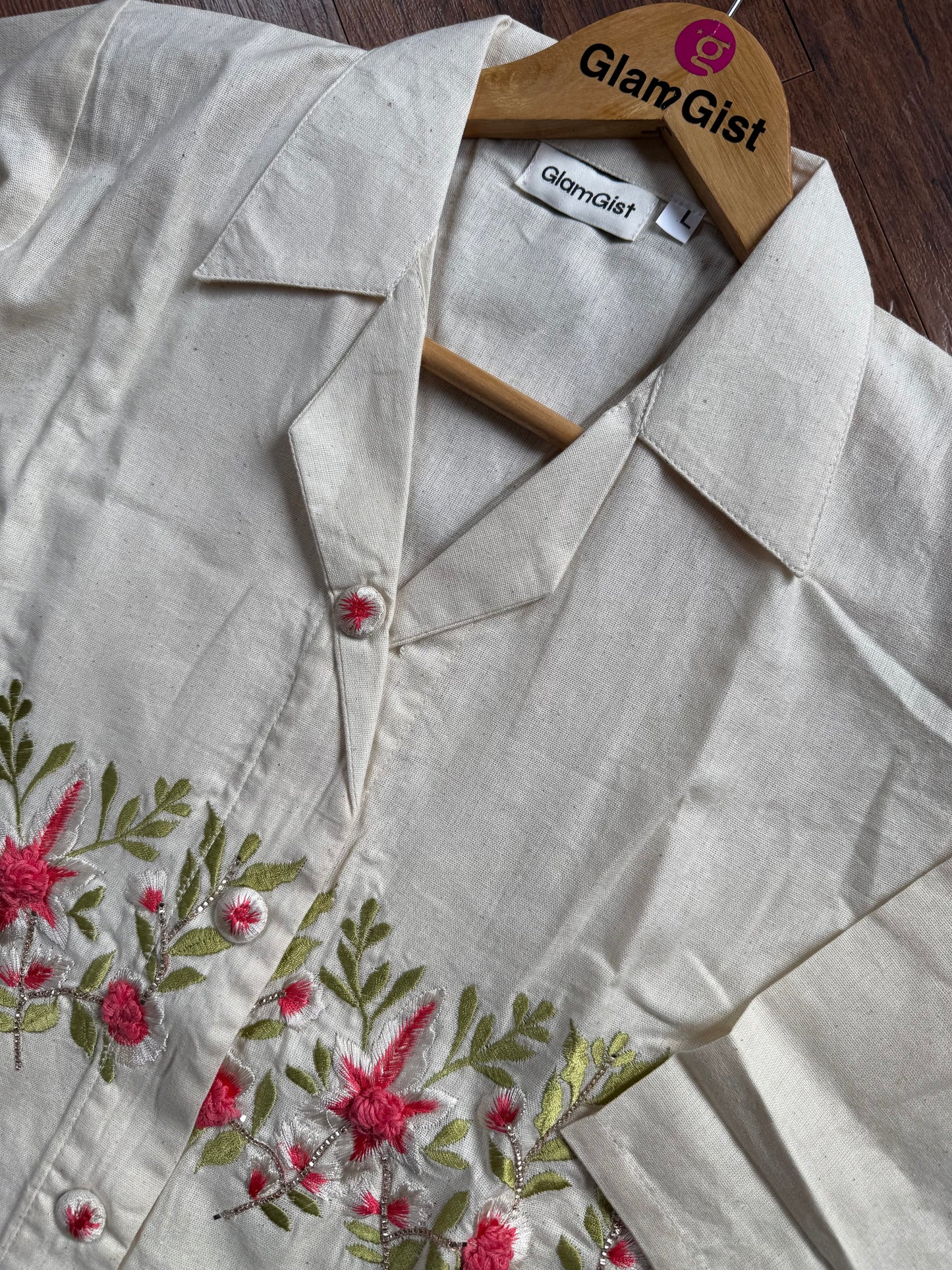 Off white floral embroidered coord set
