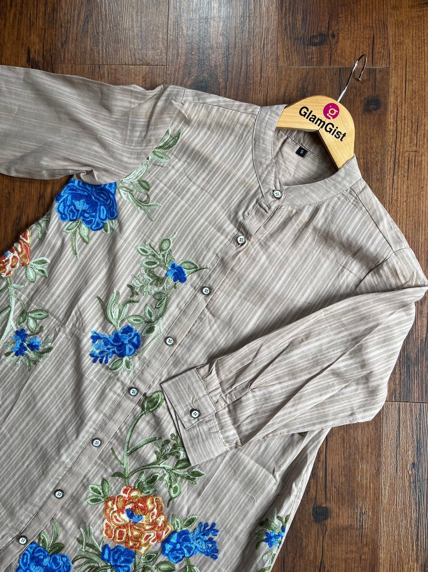 Beige Coord Set with Multi Colour Embroidery