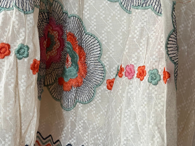 Ivory short tunic with multicoloured tunic