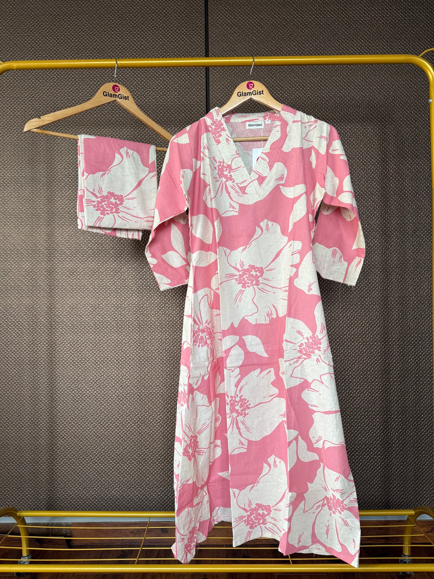Blush bloom cotton Kurti pant set