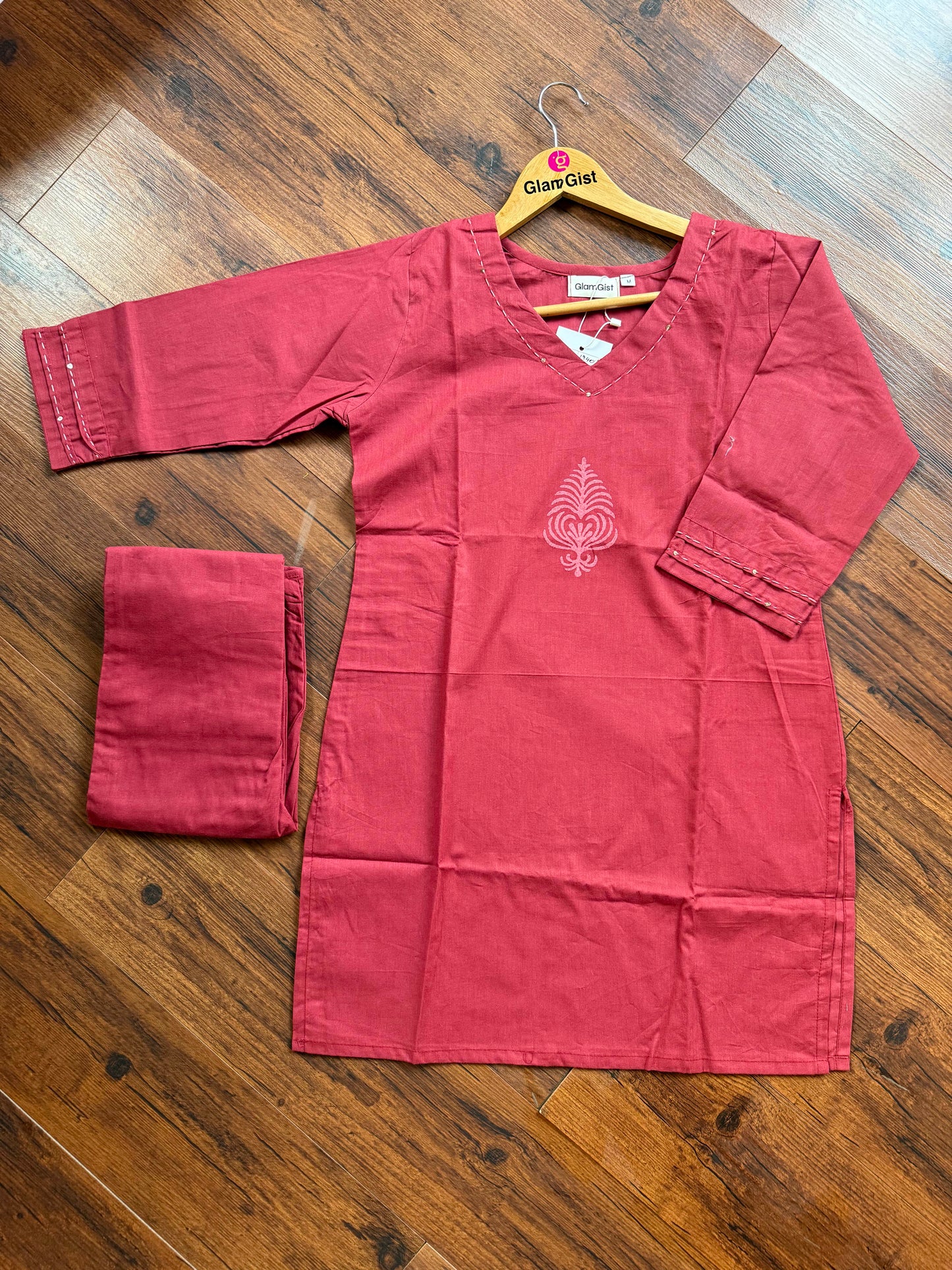 Minimal maroon cotton coord set