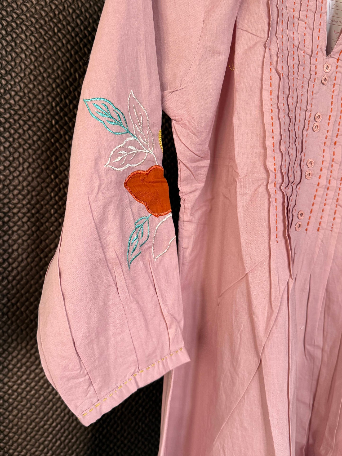Blush pink long embroidered coord set