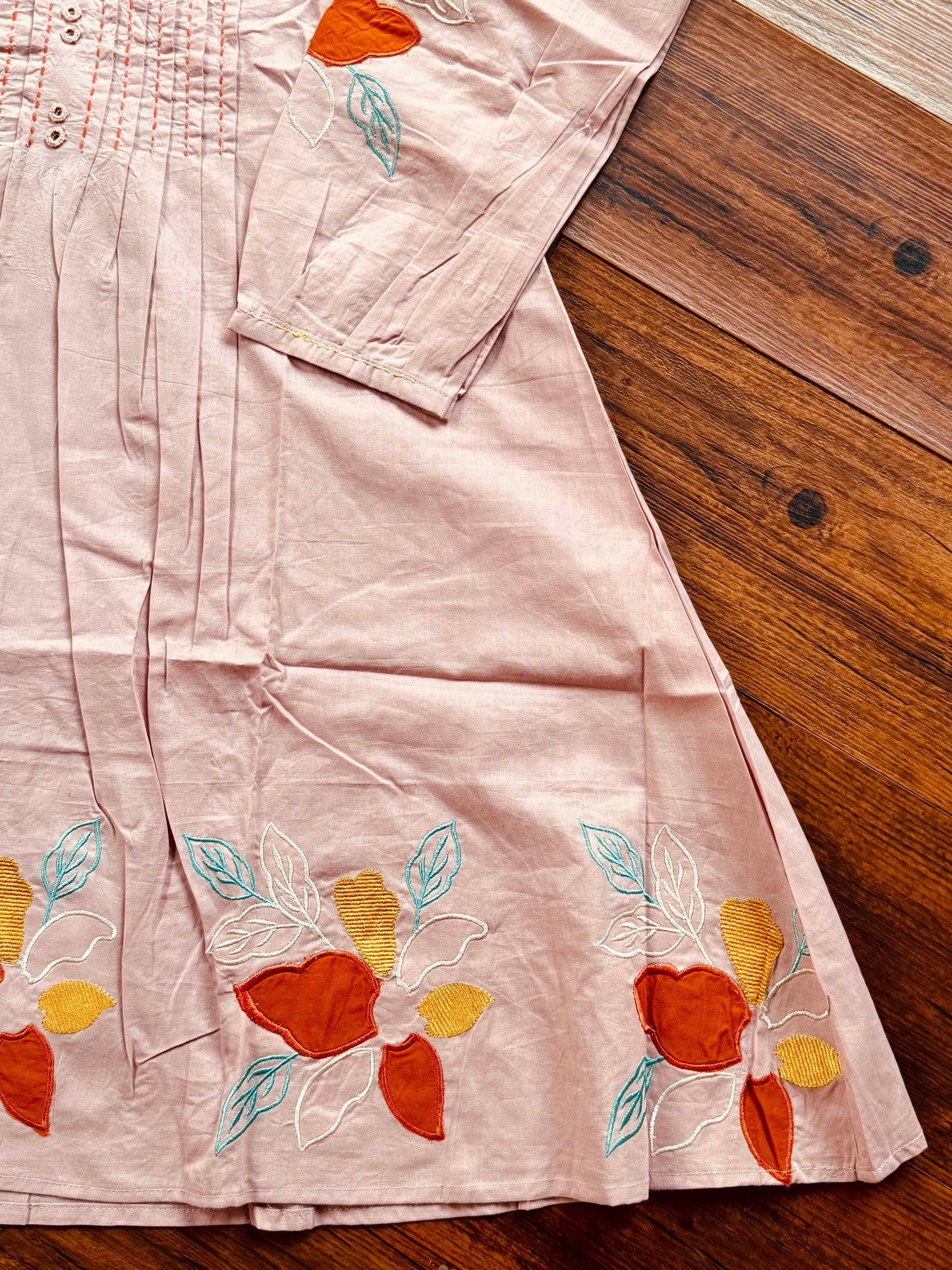 Blush pink long embroidered coord set