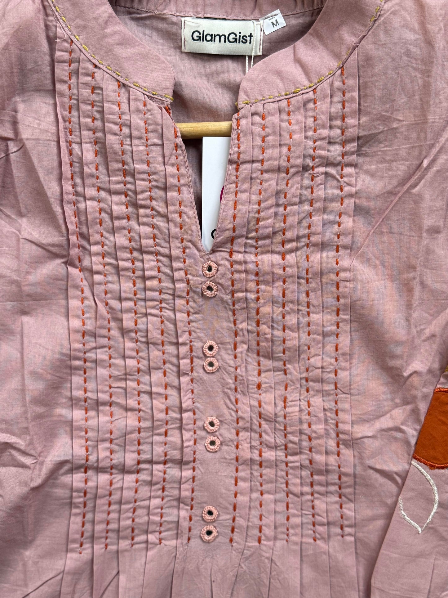 Blush pink long embroidered coord set