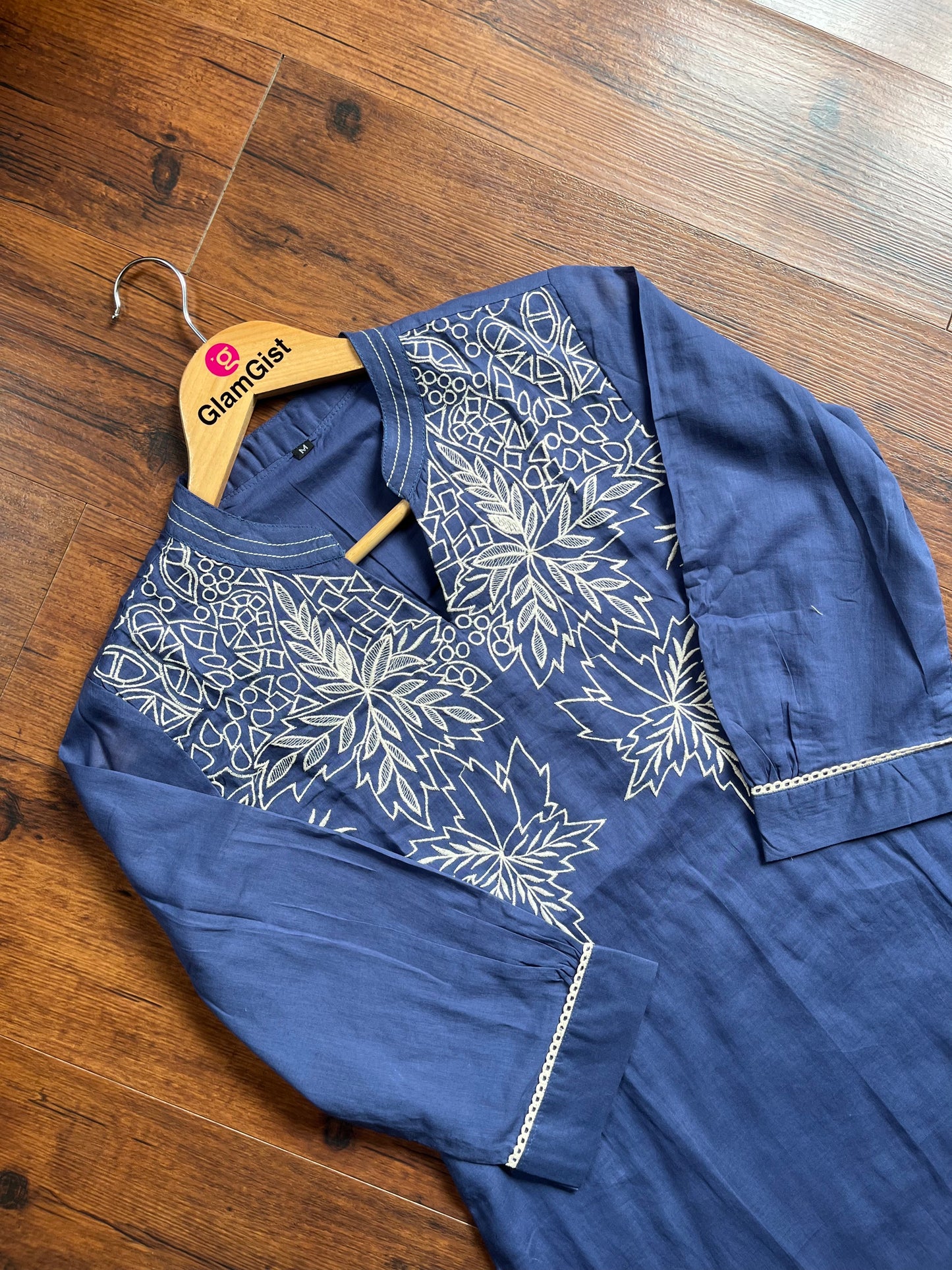 Dark Blue Cotton Kurti Set