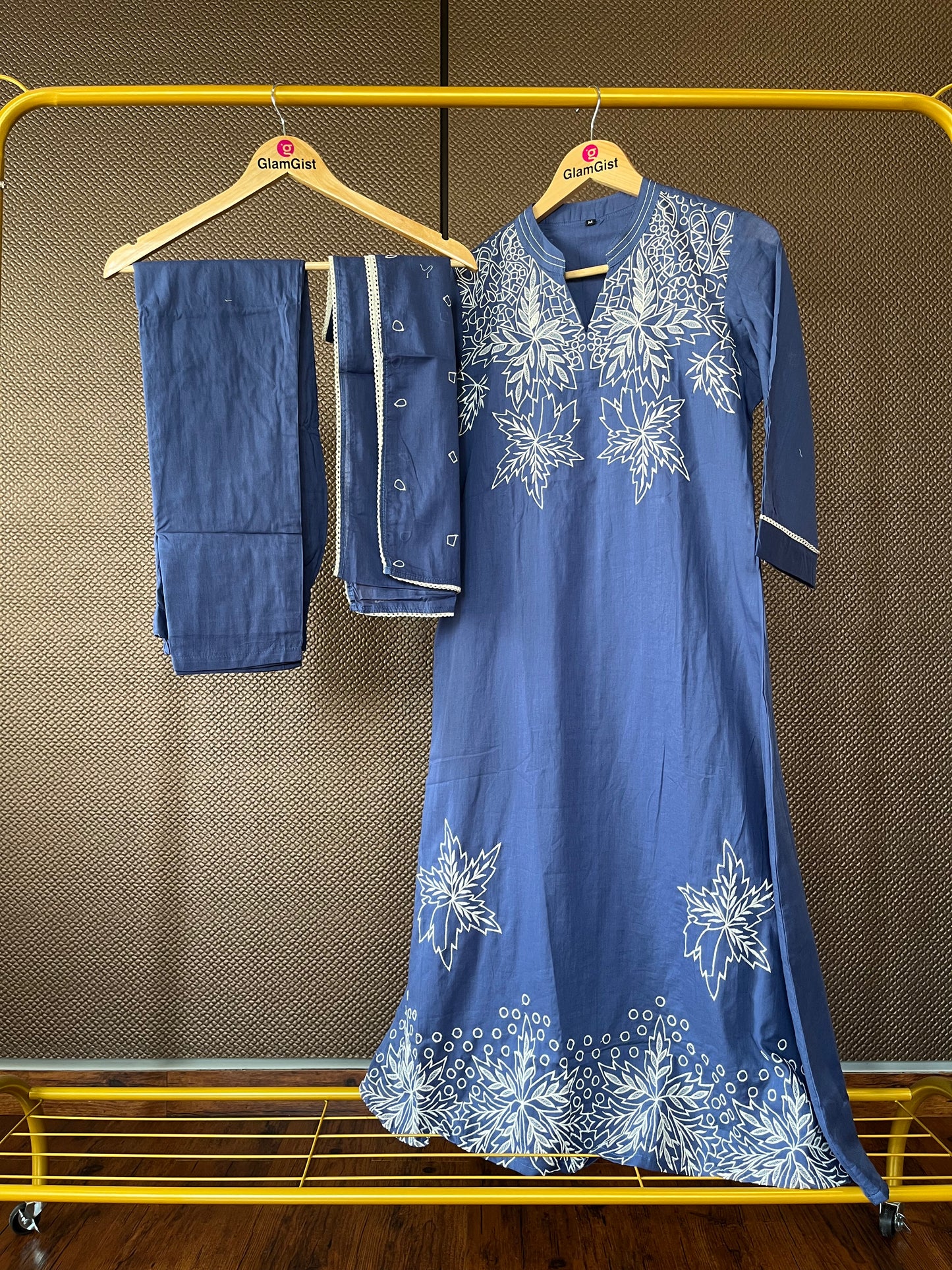 Dark Blue Cotton Kurti Set