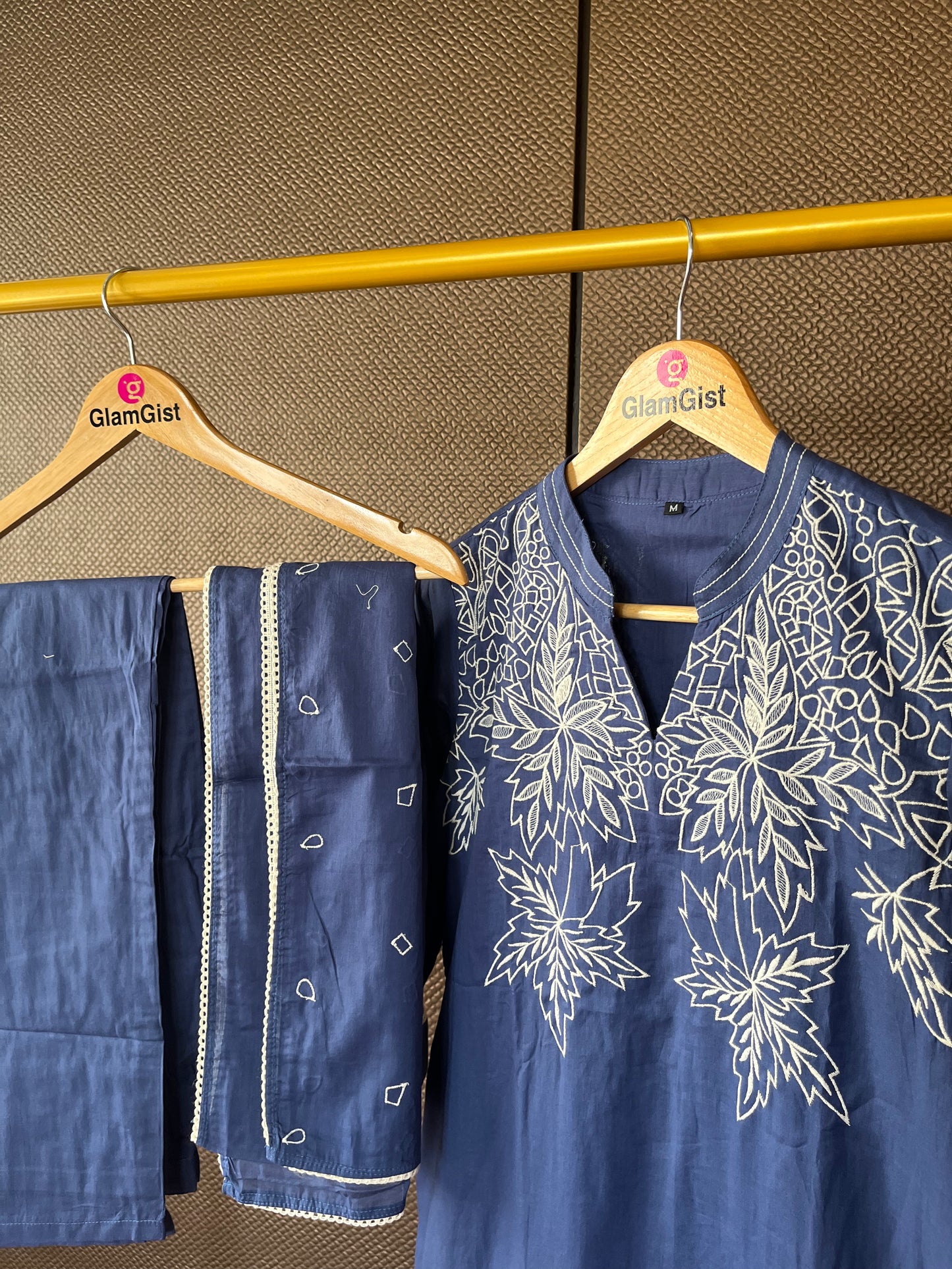 Dark Blue Cotton Kurti Set