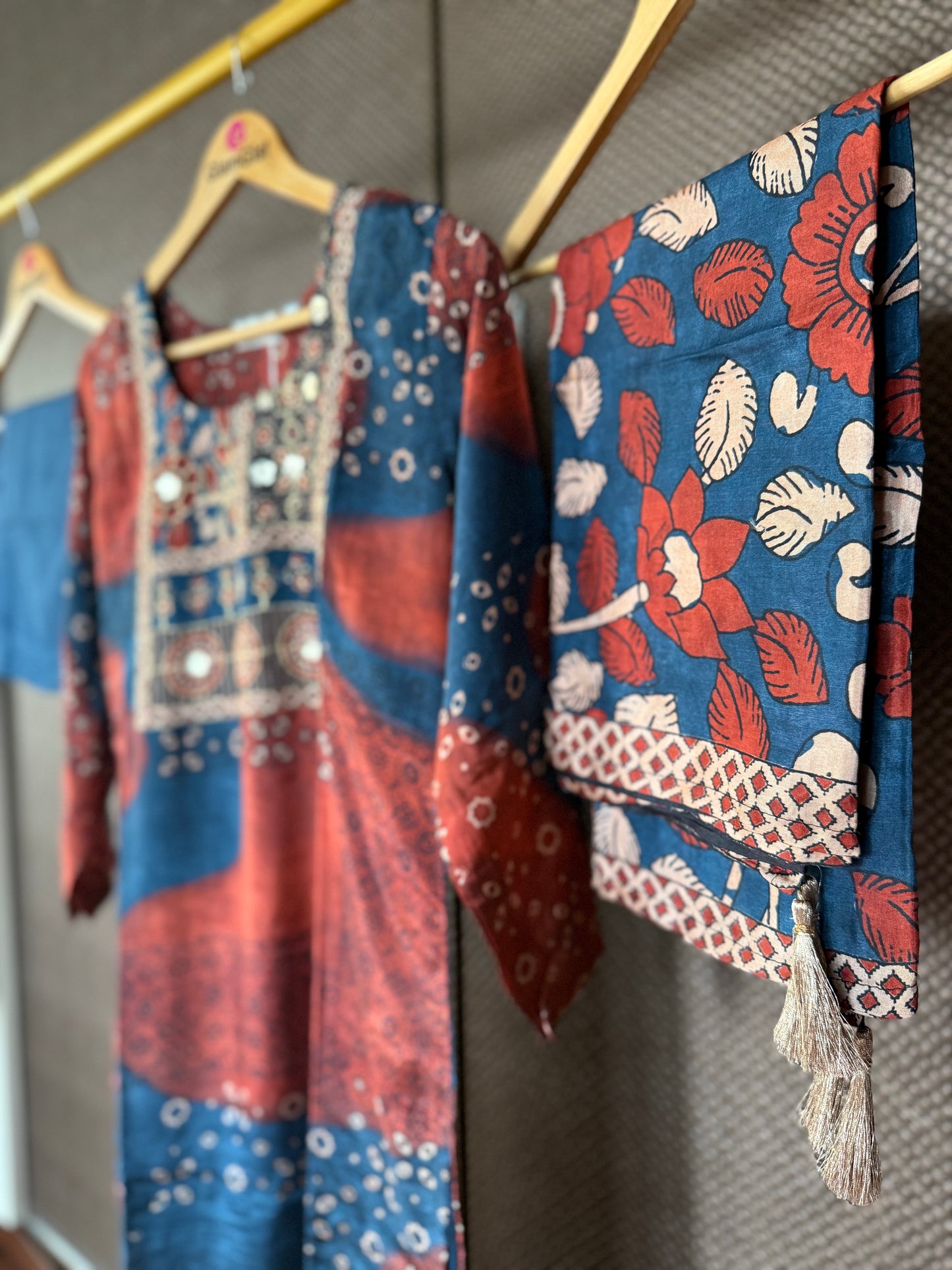 Heritage printed linen Kurti set