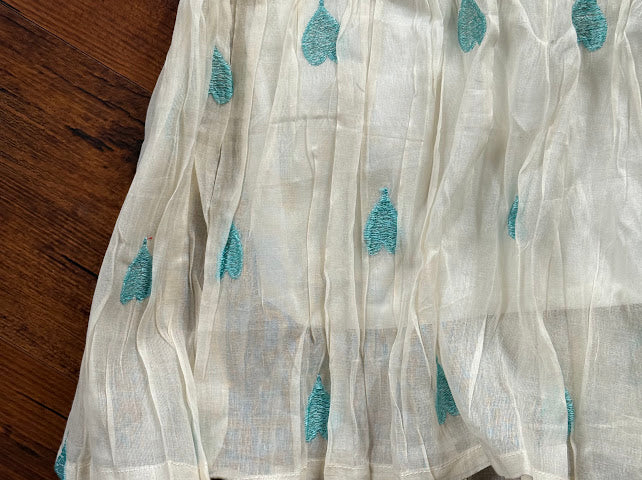 Ivory tunic with teal hearts embroidery