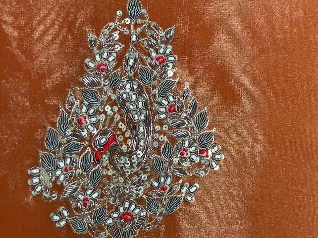 Rust copper hand-embellished sharara set