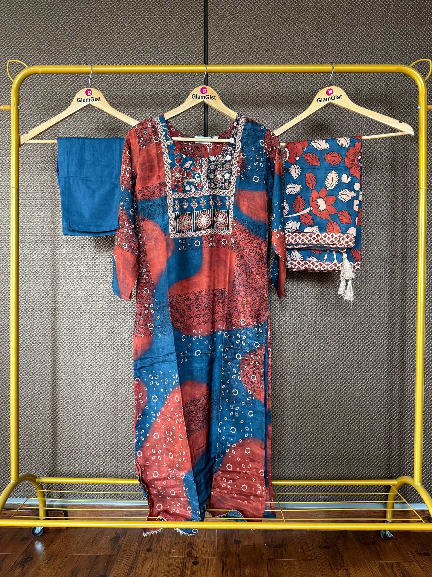 Heritage printed linen Kurti set