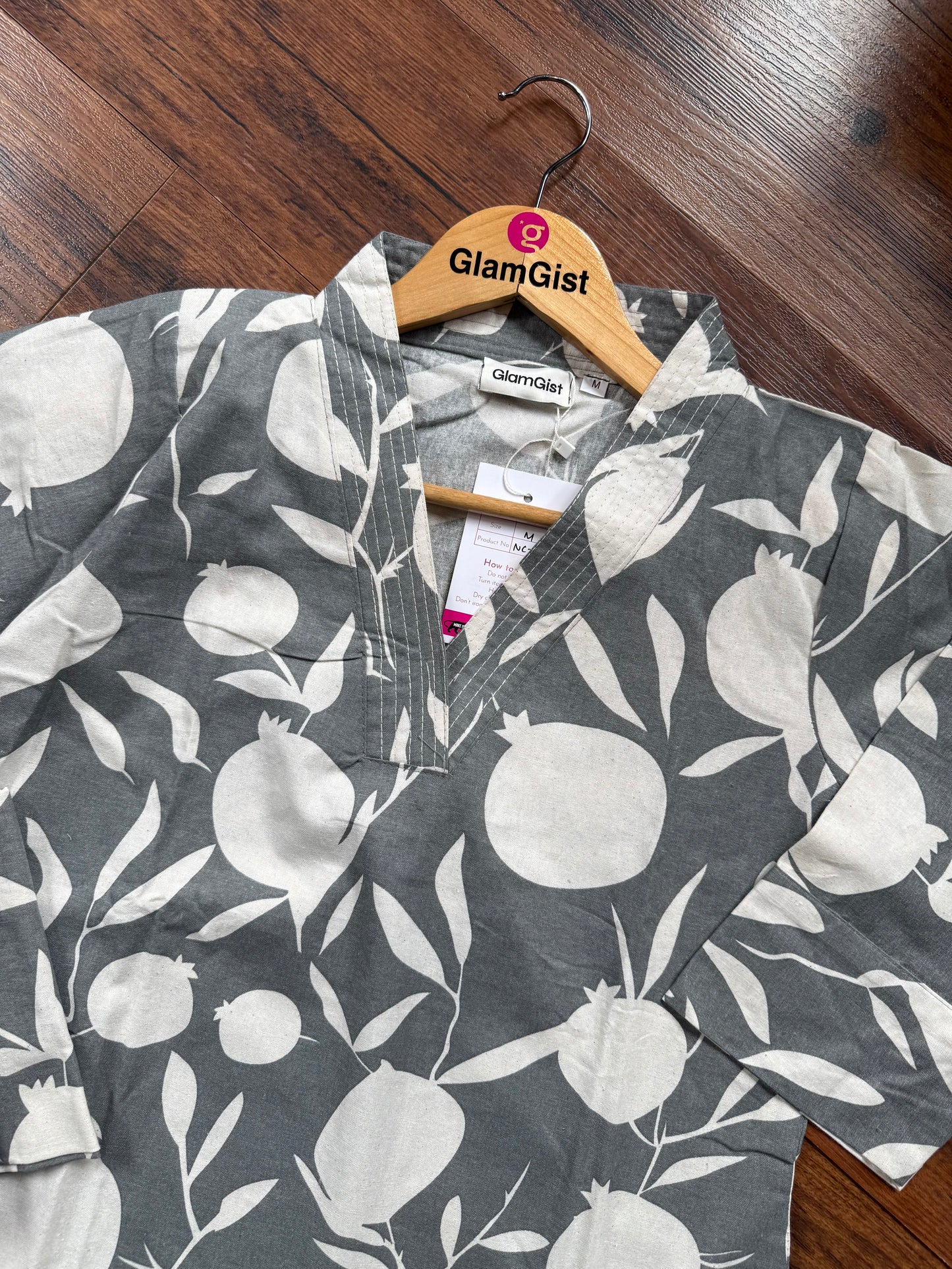 Dusty slate grey cotton Kurti pant set