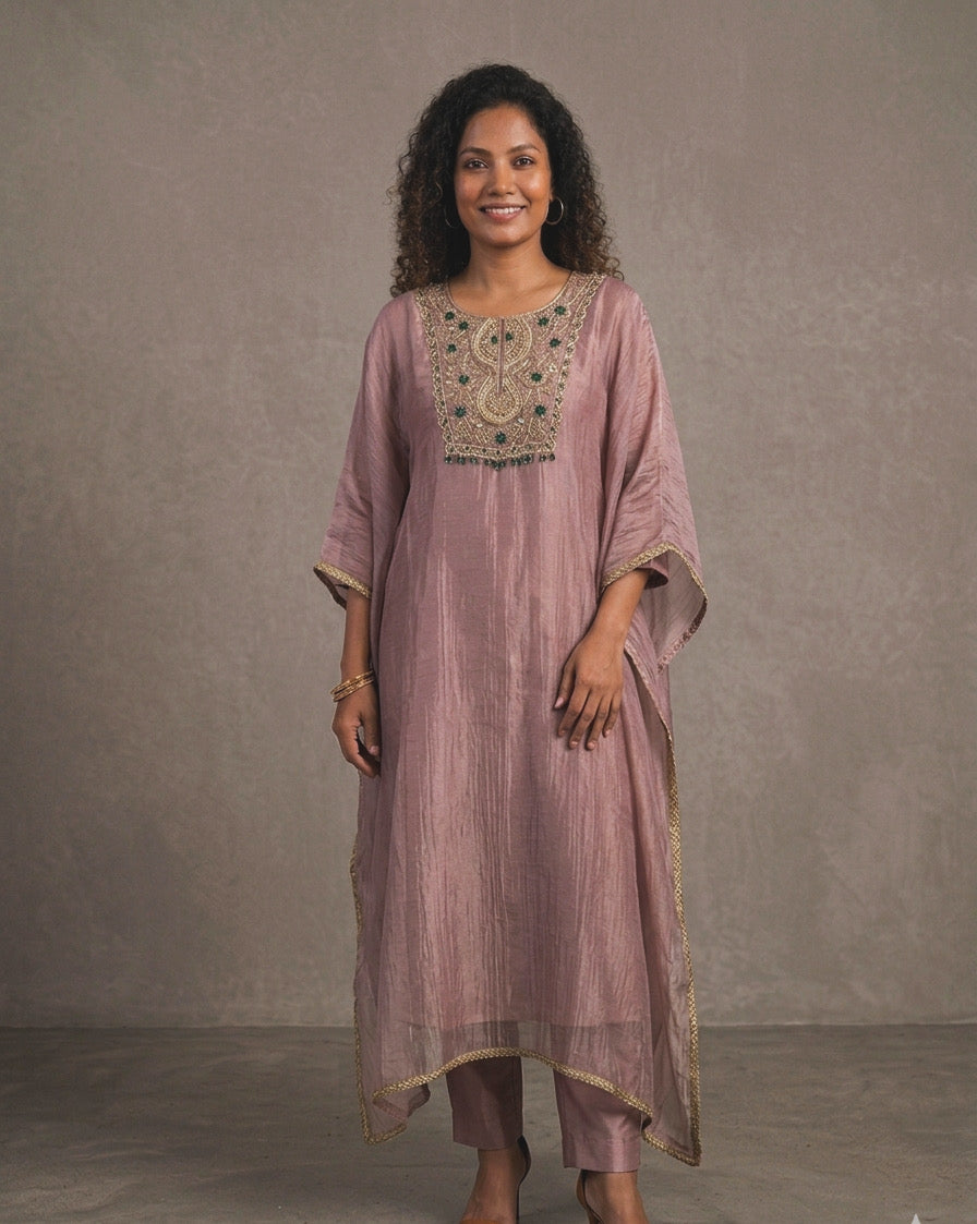 Mauve crush tissue kaftan set