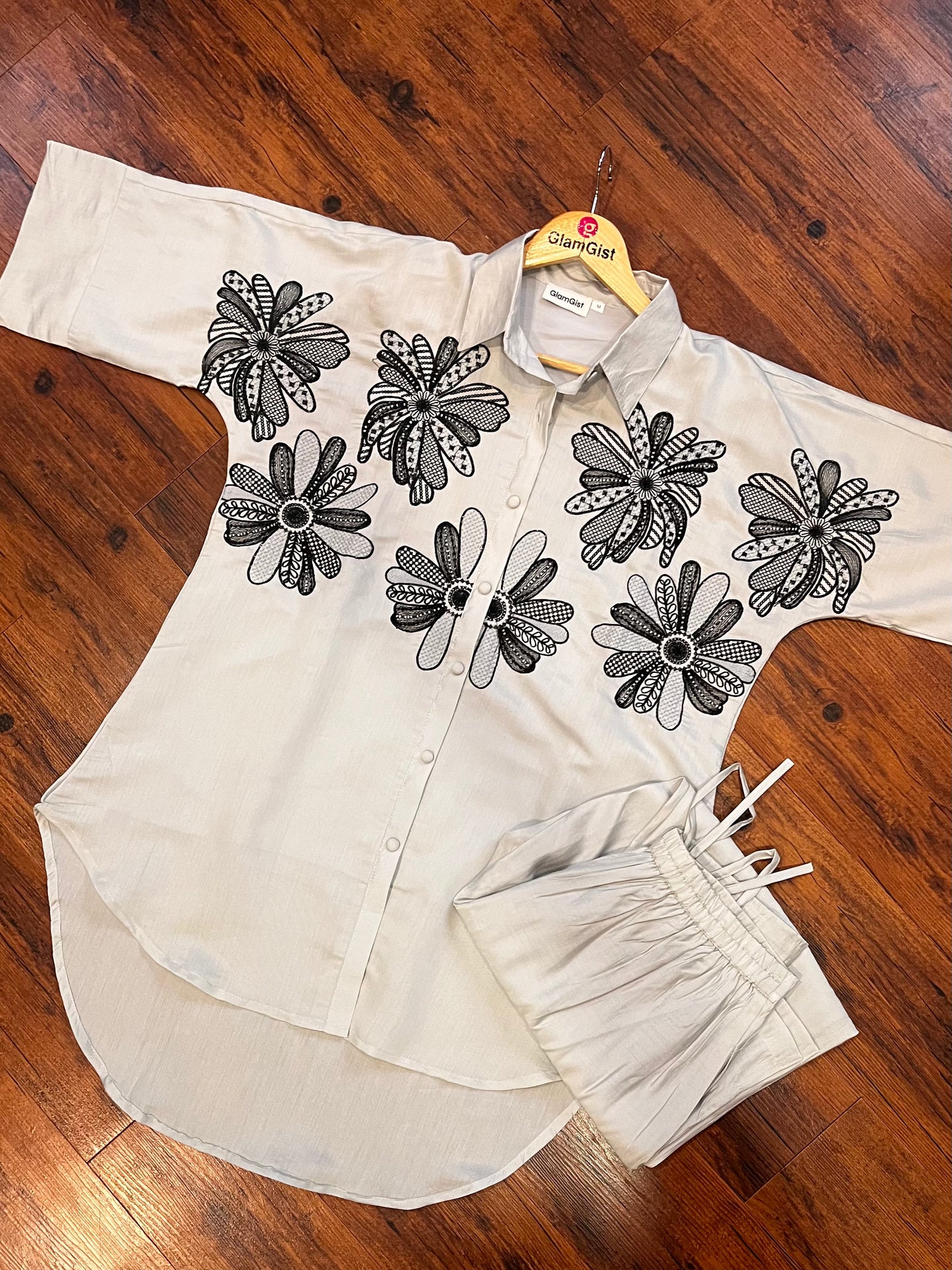 White Roman Silk Coord set