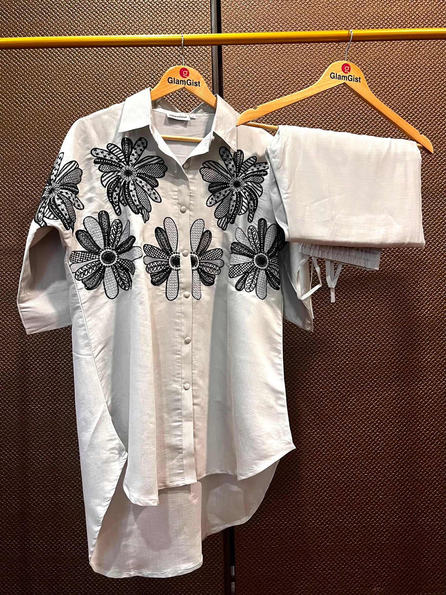 White Roman Silk Coord set