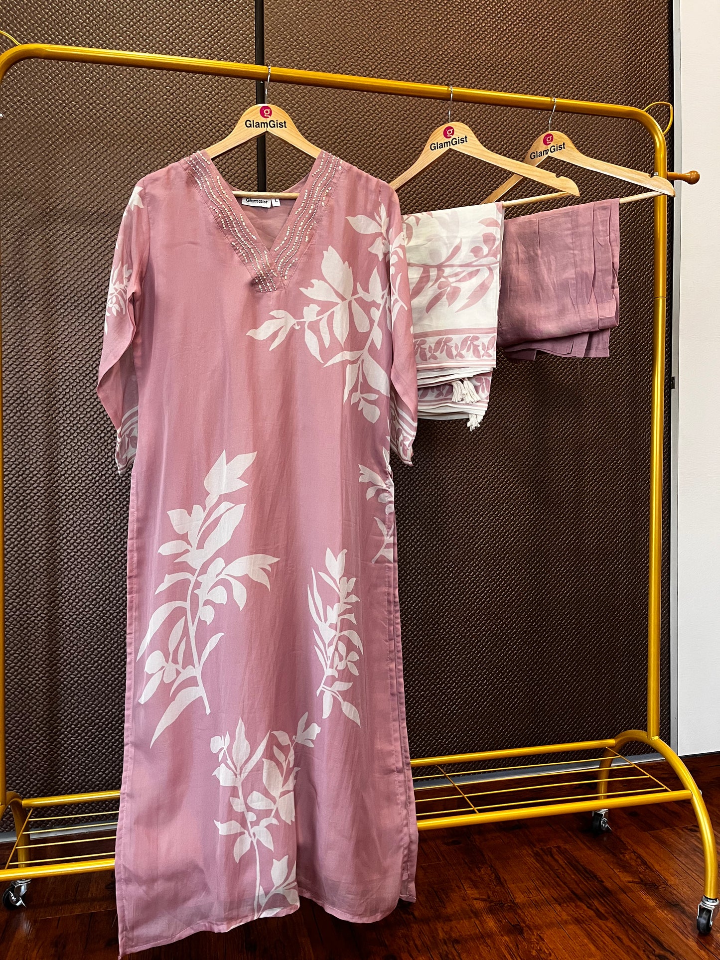 Lilac Pure Soft Organza Silk Handwork Dupatta Dress