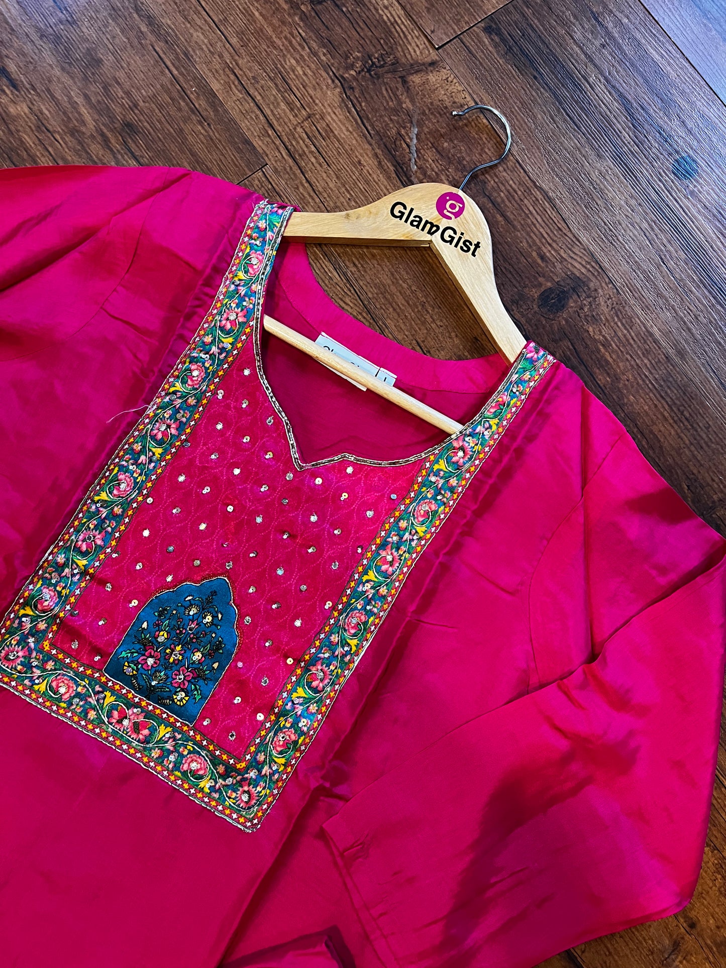 Pure russian silk with pure gajji silk langdi Dupatta dress (pink)