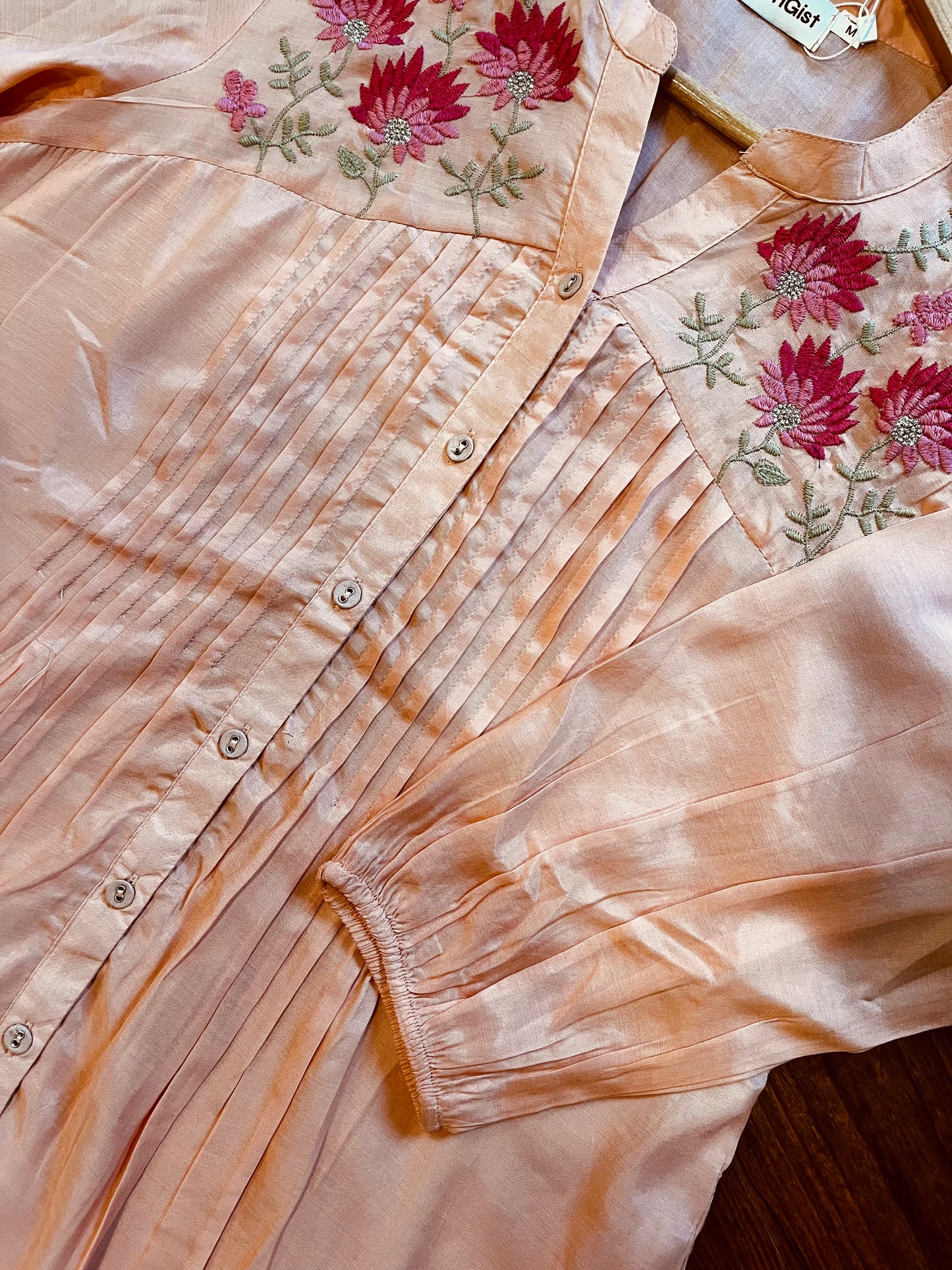Peach muslin kurti with pants
