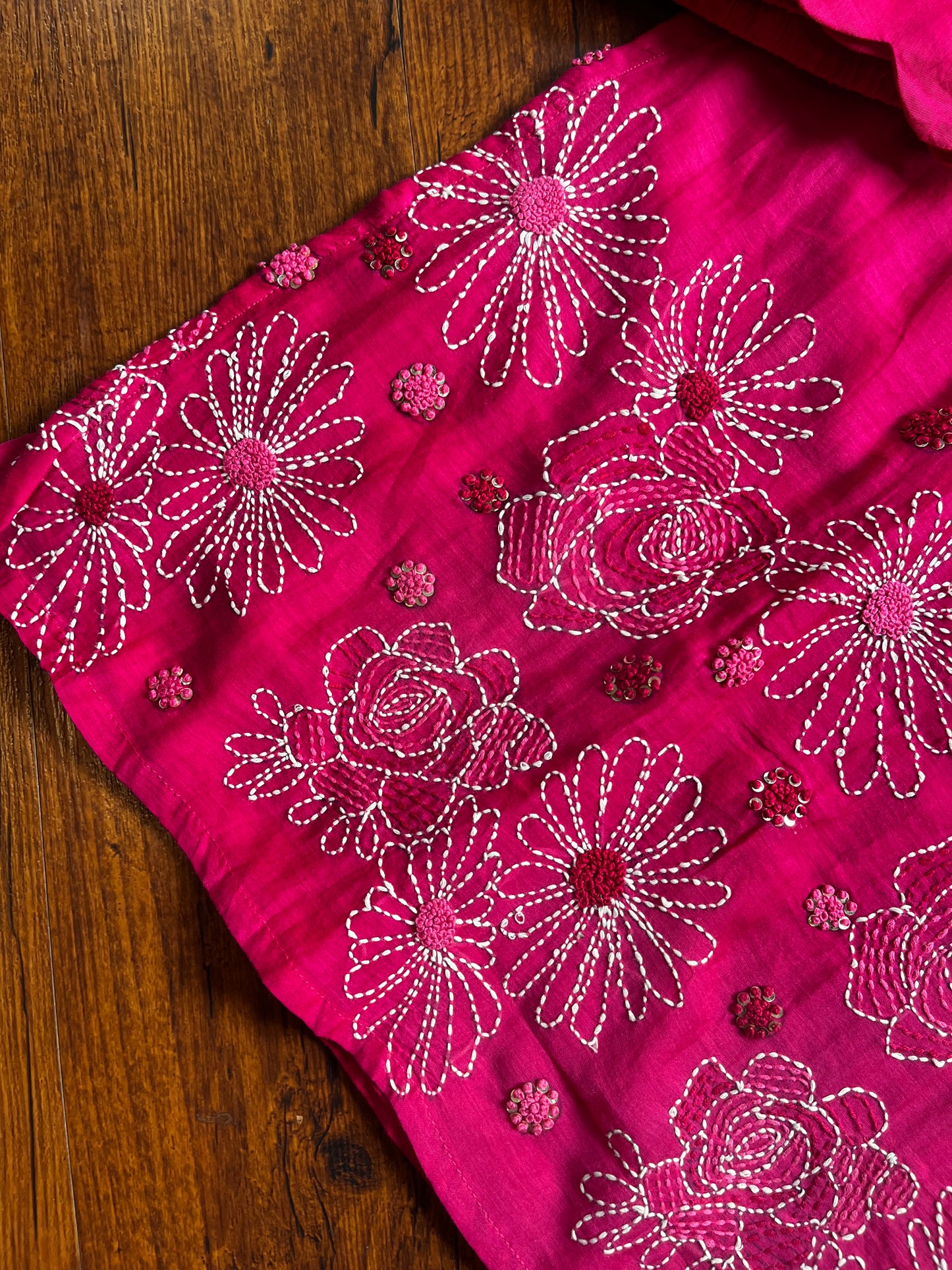Pink mul chanderi dress