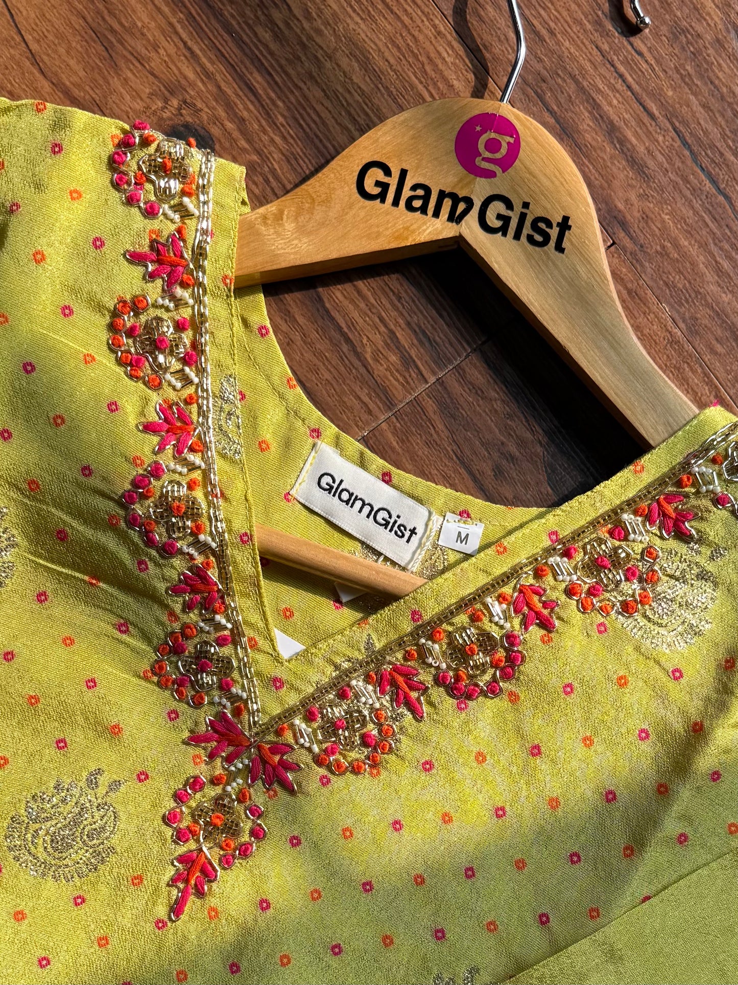 Yellow pure tissue with plazzo pants and red banarasi dupatta