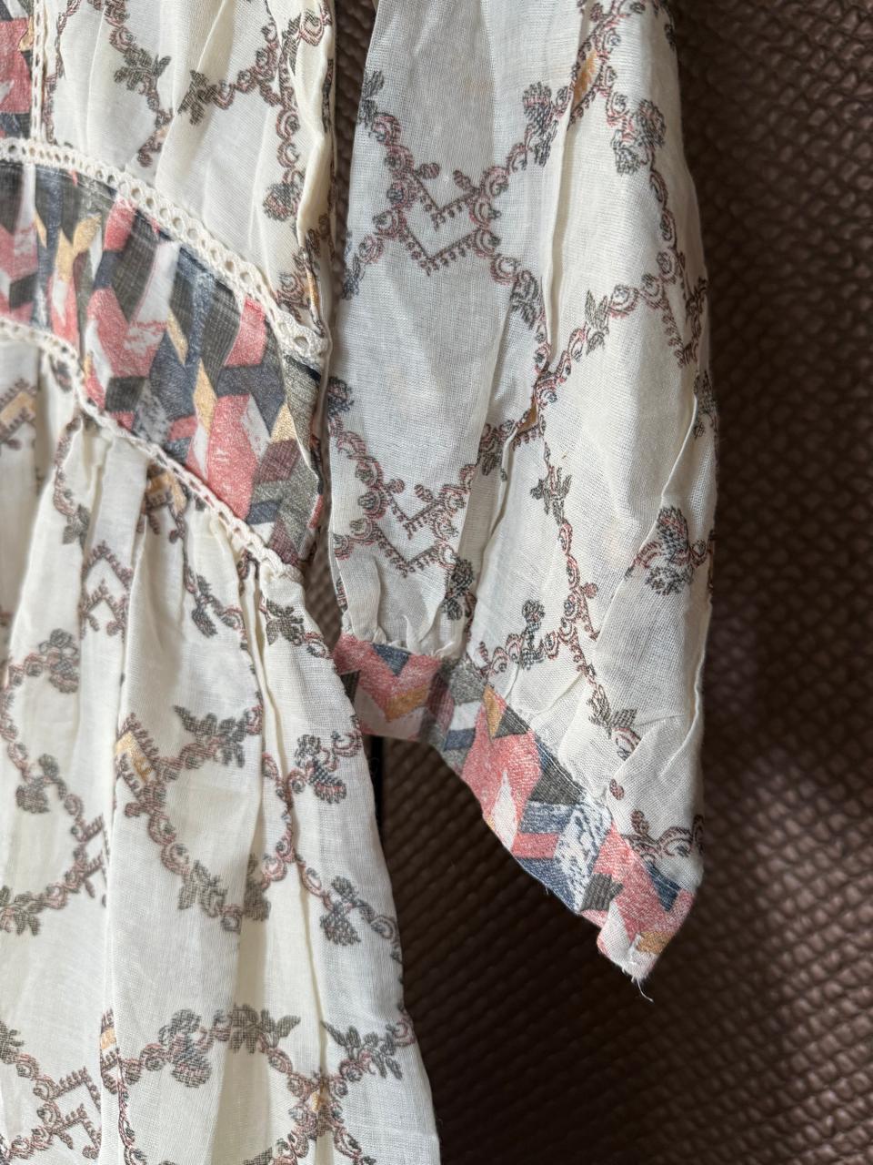Boho vintage beige printed tunic