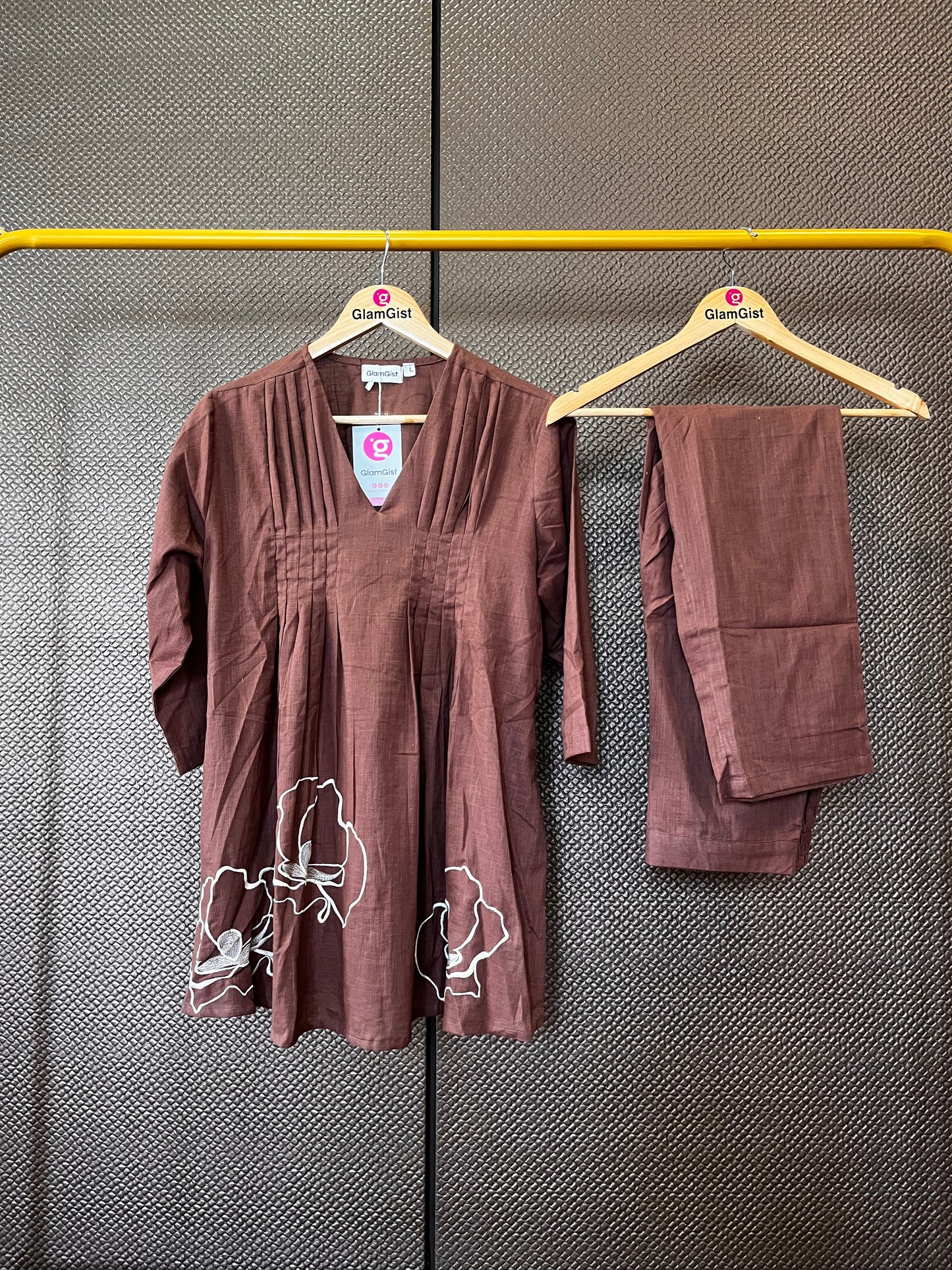 Brown Pure mul cotton coord set