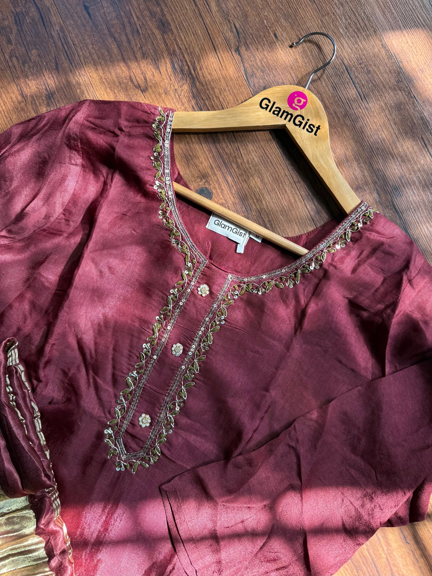 Maroon gajji silk dress