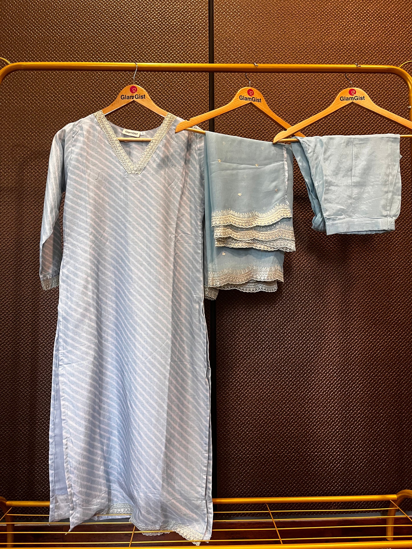 Light blue leheriya russian silk dress