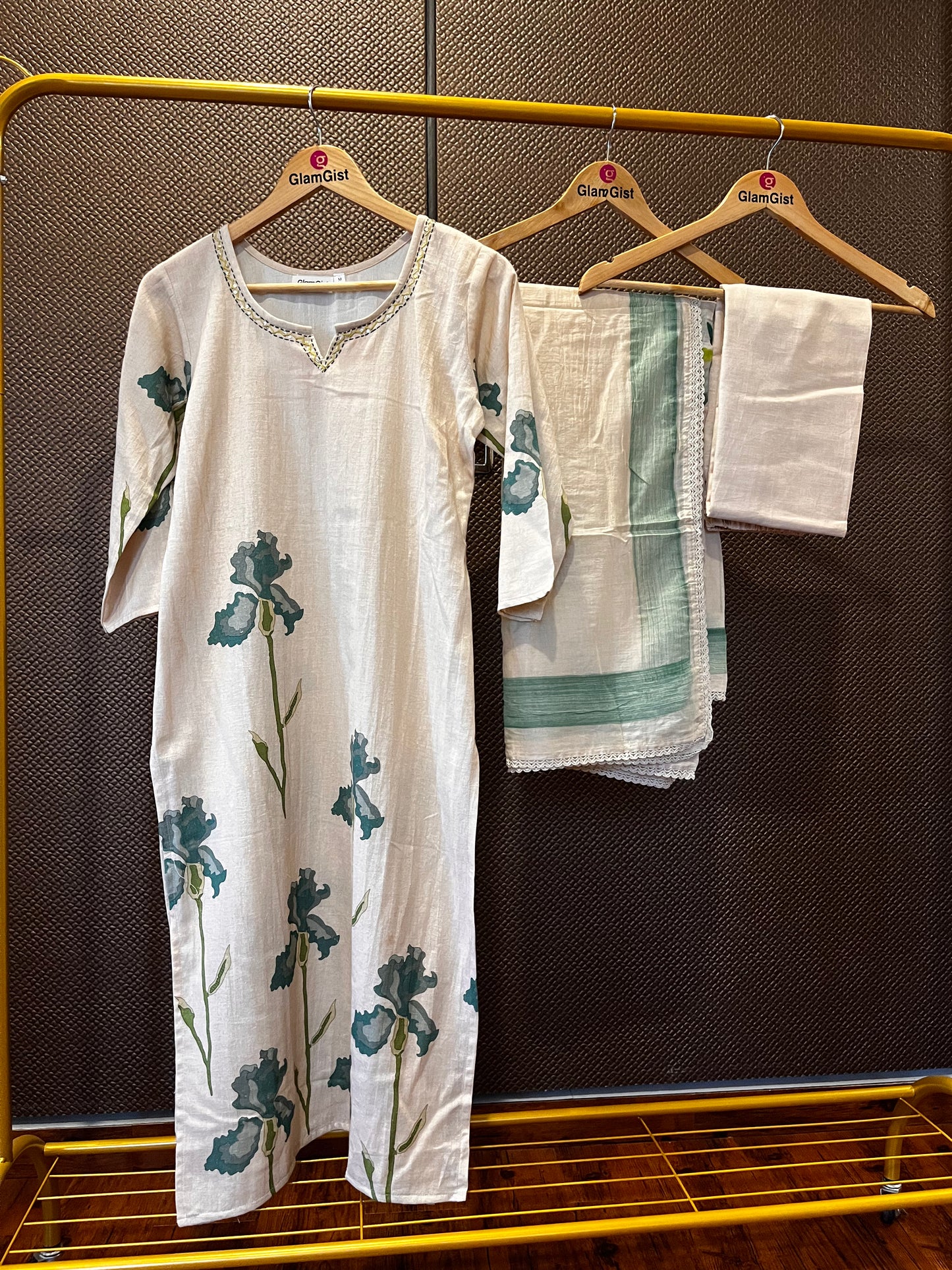 Floral printed cotton kurti set