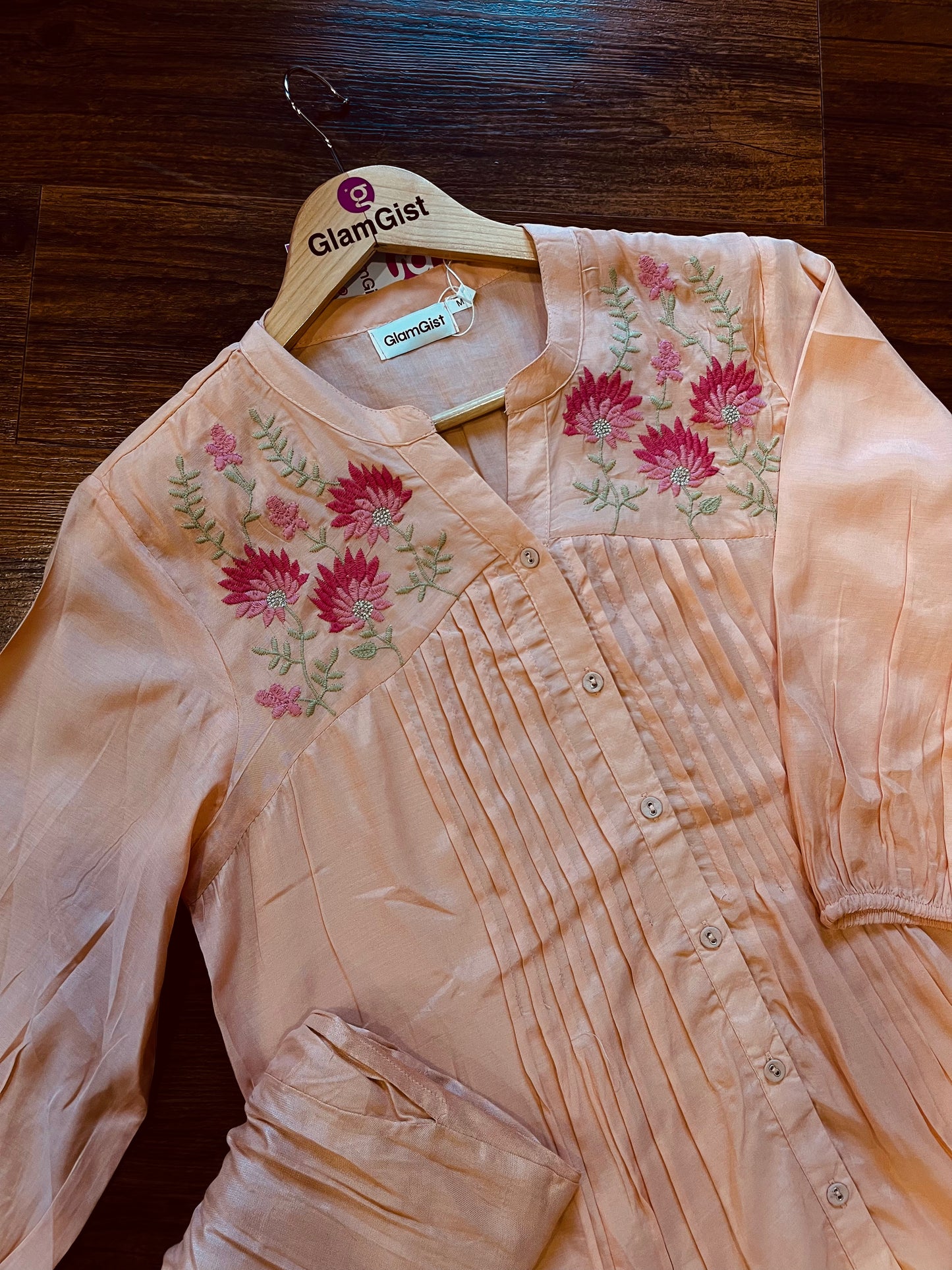 Peach muslin kurti with pants