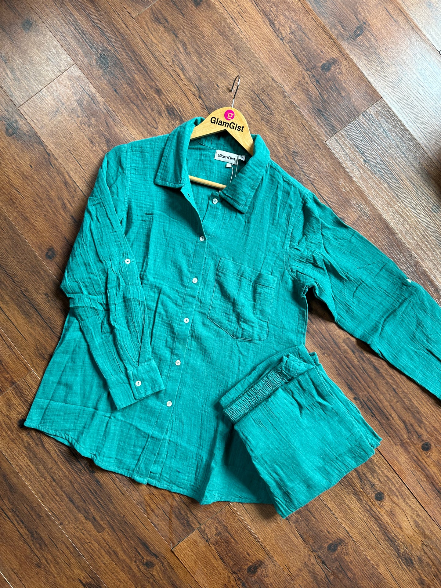 Teal breezy cotton coord set