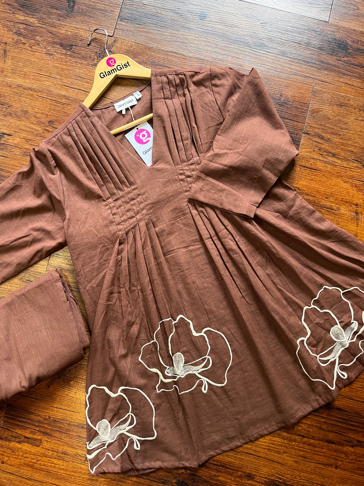 Brown Pure mul cotton coord set