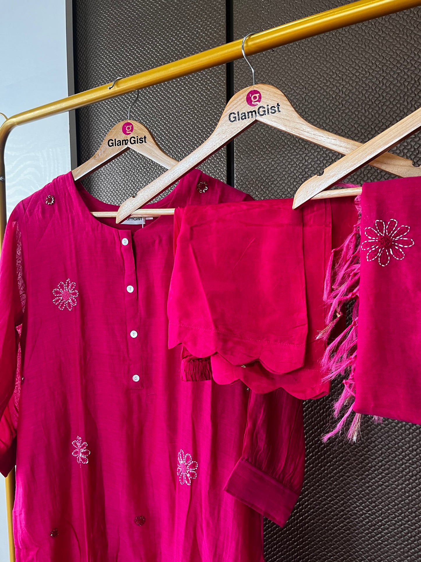 Pink mul chanderi dress