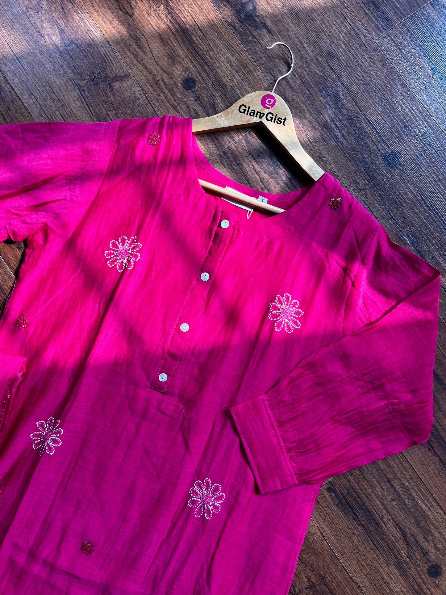 Pink mul chanderi dress