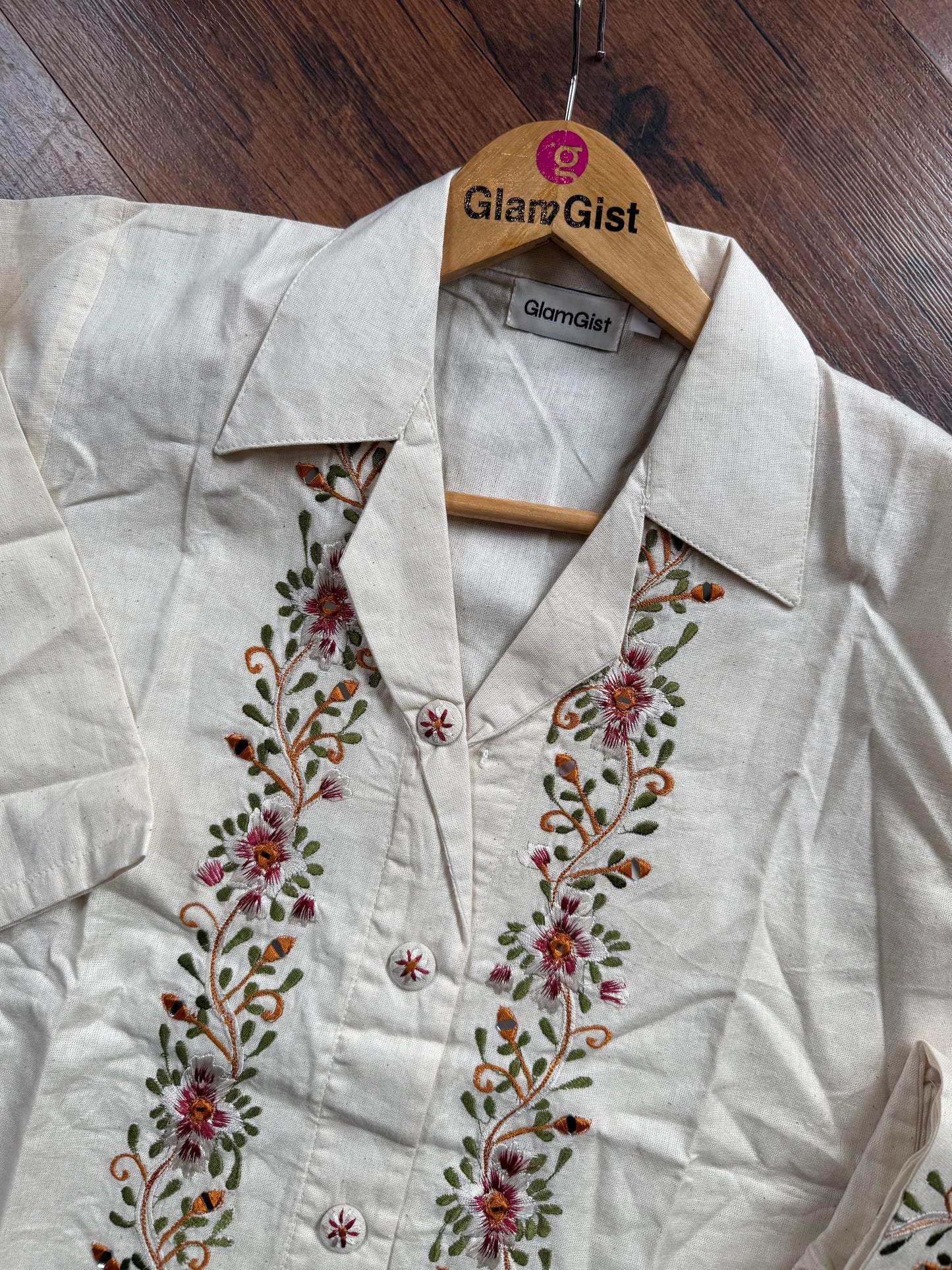 Ivory floral embroidered coord set