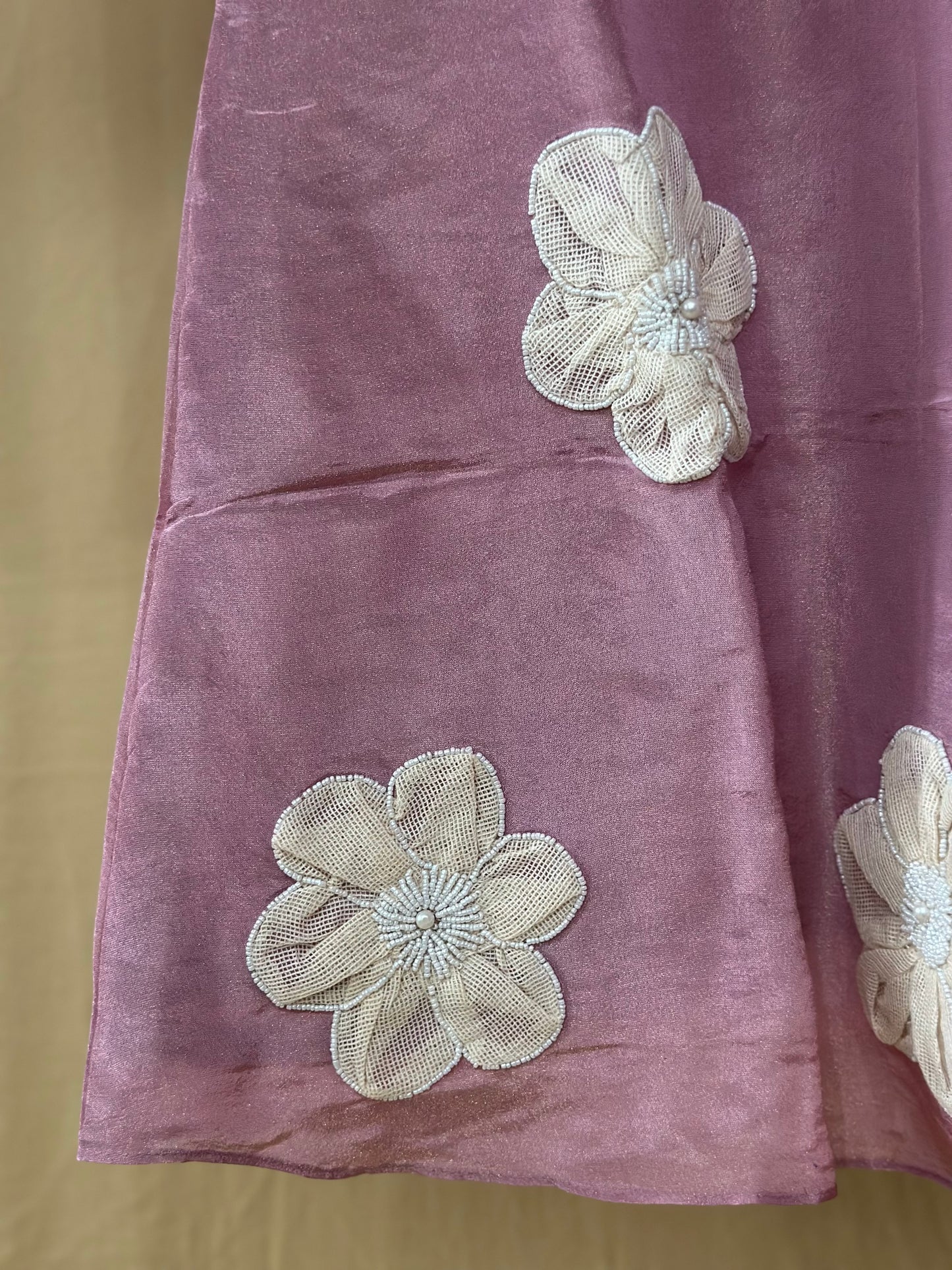 Premium Mauve Floral Hand embroidered coord set