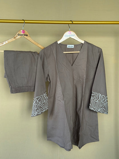Taupe grey cotton coord set