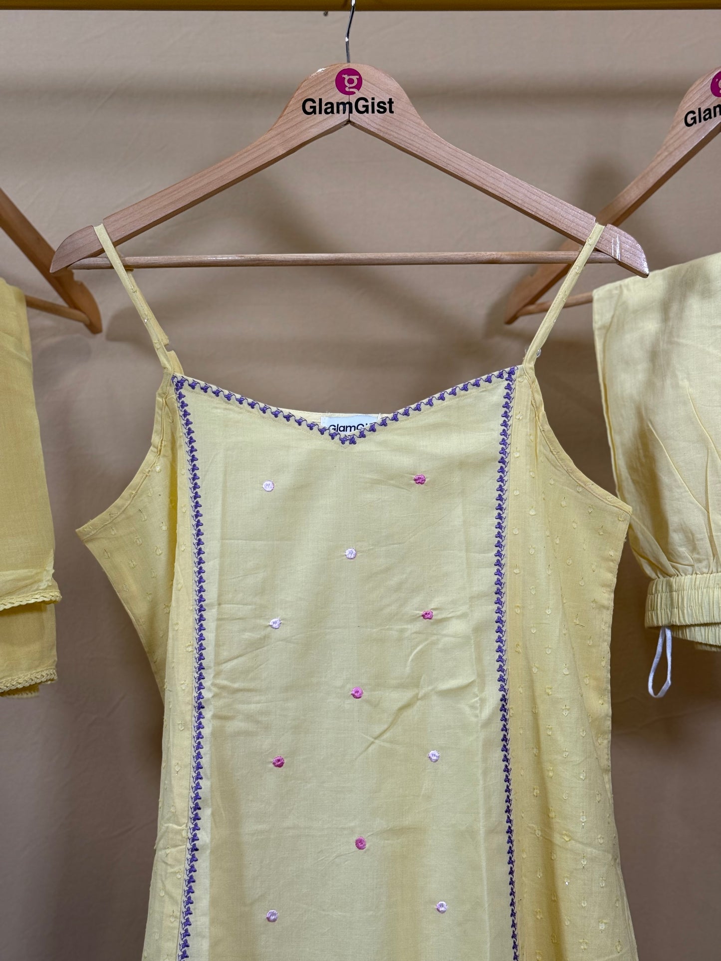 Sunshine yellow spaghetti strap cotton set