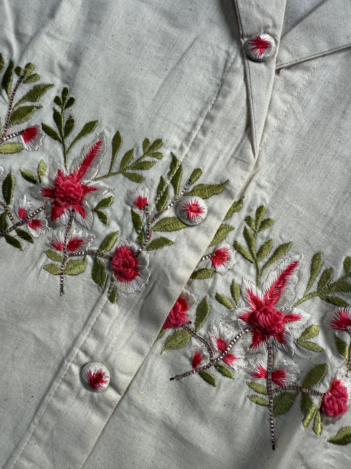 Off white floral embroidered coord set