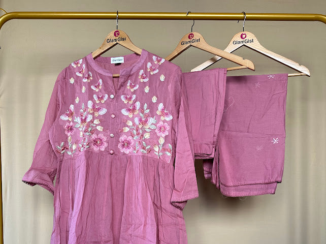 Soft mauve Mul cotton set