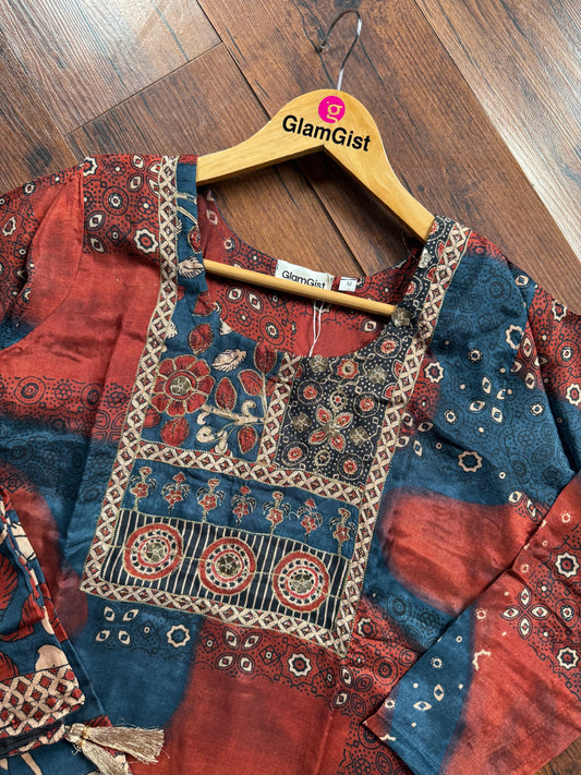 Heritage printed linen Kurti set