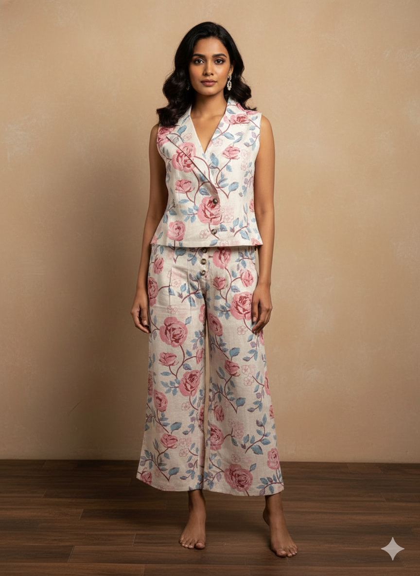 Elegant floral cotton coord set