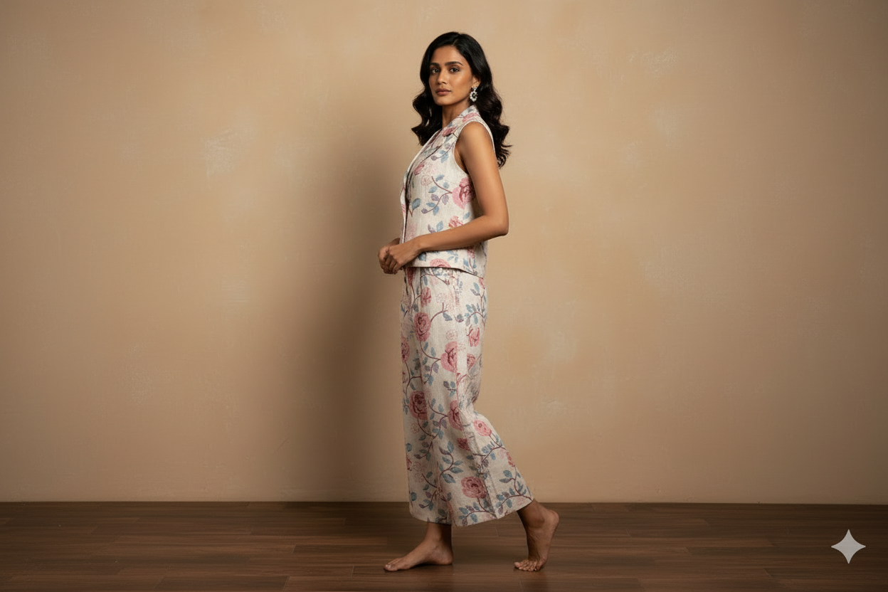 Elegant floral cotton coord set