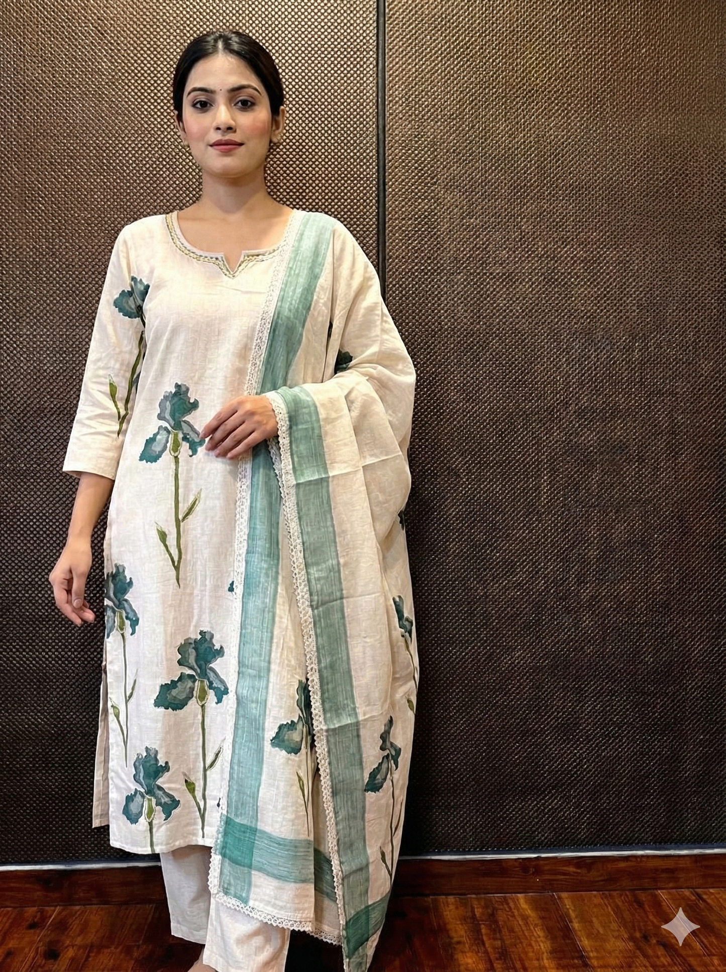 Floral printed cotton kurti set