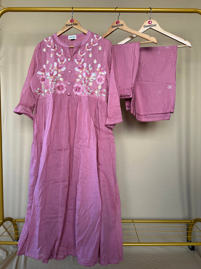 Soft mauve Mul cotton set