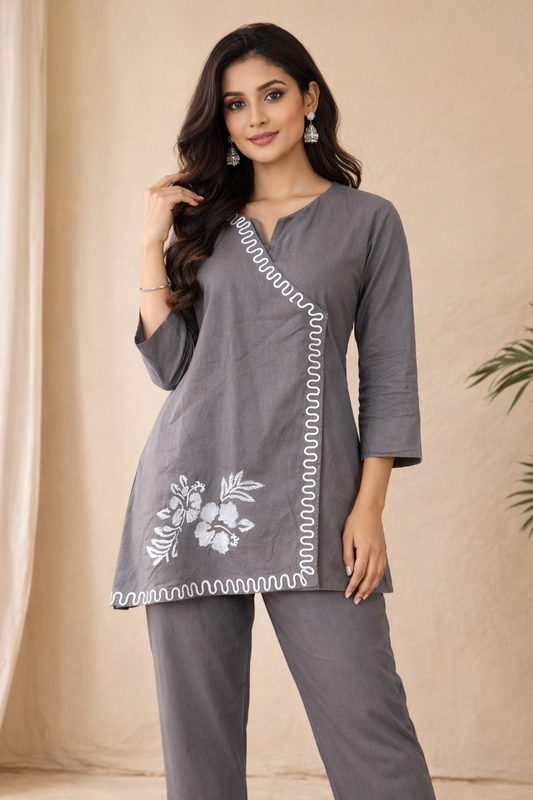 Designer brown cotton coord set