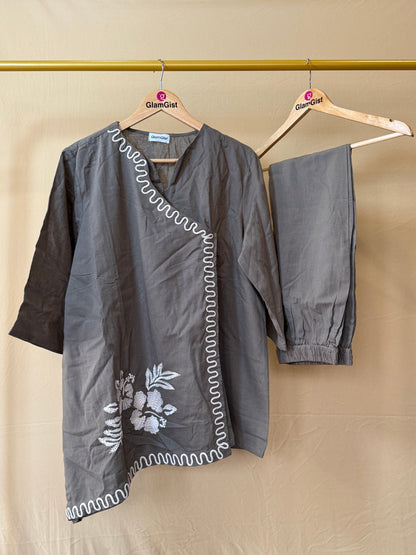 Designer brown cotton coord set