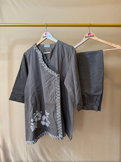 Designer brown cotton coord set